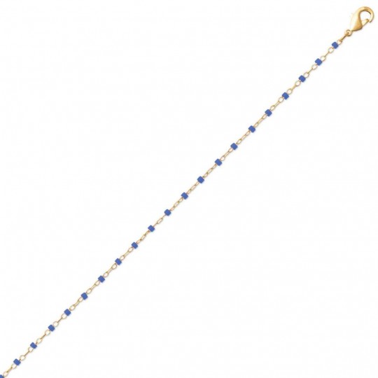 Bracelet Marseillais Perles de Miyuki Bleue Plaqué Or - 16cm - 18cm