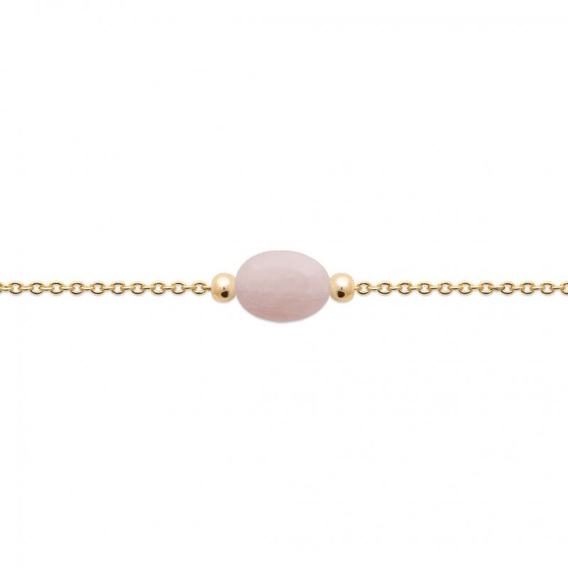 Bracelet Quartz rose, Pierre Naturelle, Plaqué Or, Femme, 18cm, Lithothérapie
