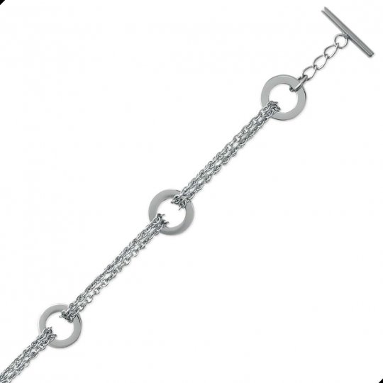 Bracelet anneaux multiples chaînes Acier 316L - Femme - 18cm