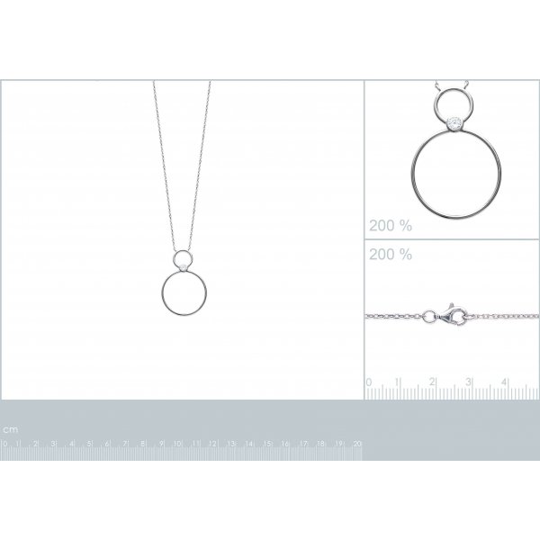 Collier Anneaux Argent Rhodié - Oxyde de Zirconium - Femme - 45cm