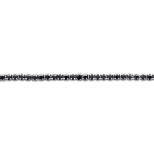 Bracelet bande de Zirconium noires Argent Rhodié & coeur - 18cm