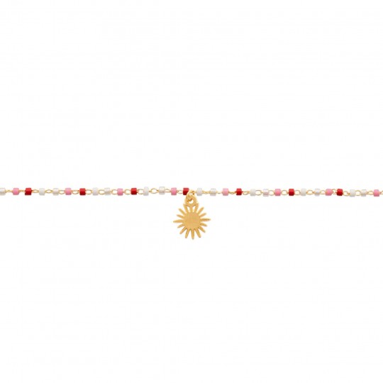 Chaine de cheville soleil Plaqué or - Perle de Miyuki - Femme - 25cm