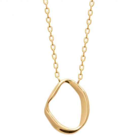 Collier Anneau martelé déformé Plaqué Or - Femme - 45cm