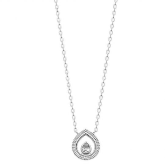 Collier Goutte Argent Rhodié - Oxyde de zirconium - Femme - 45cm