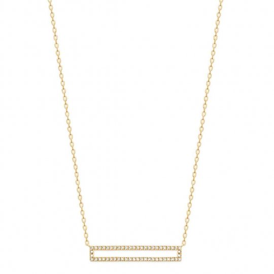 Collier Rectangle Plaqué Or - Oxyde de zirconium - Femme - 45cm