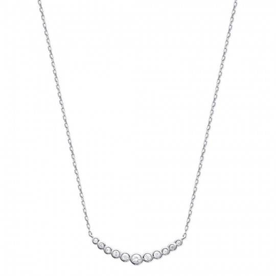 Collier en arc empierré Argent Rhodié - Oxyde de Zirconium - 45cm