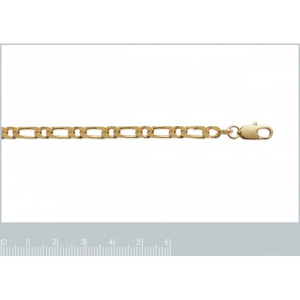 Bracelet chaîne Figaro Plaqué Or - Homme/Femme - 21cm