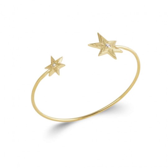 Jonc Ouvert Etoile Plaqué Or - Oxyde de zirconium - Femme - 58mm