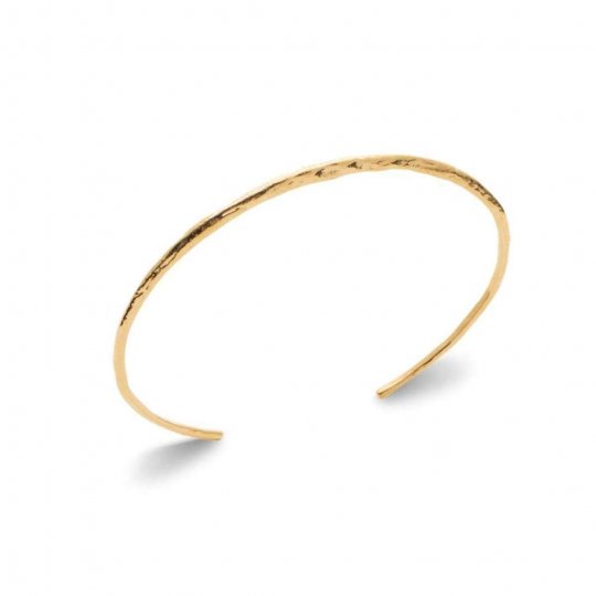 Jonc Ouvert Fin Martelé Plaqué Or - Femme - 58mm