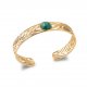 Jonc Ouvert Plaqué Or - Malachite - Femme - 58mm