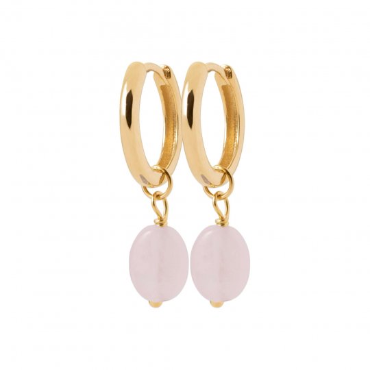 Créoles Quartz Rose Plaqué...