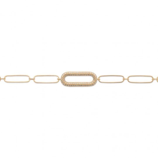 Bracelet anneaux Plaqué Or - Oxyde de zirconium - Femme - 18cm