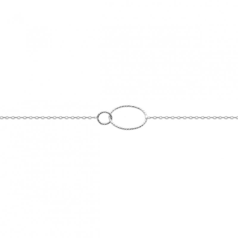Bracelet Anneaux ovales tressés 10mm Argent Rhodié - Femme - 19cm