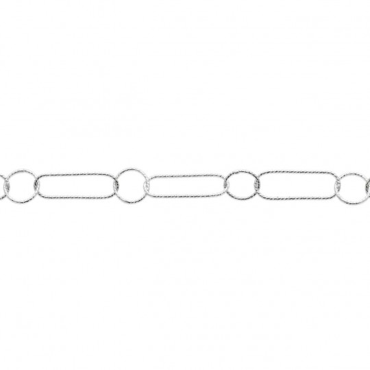 Bracelet Chaîne maillons tressés 7mm Argent Rhodié - Femme - 19cm