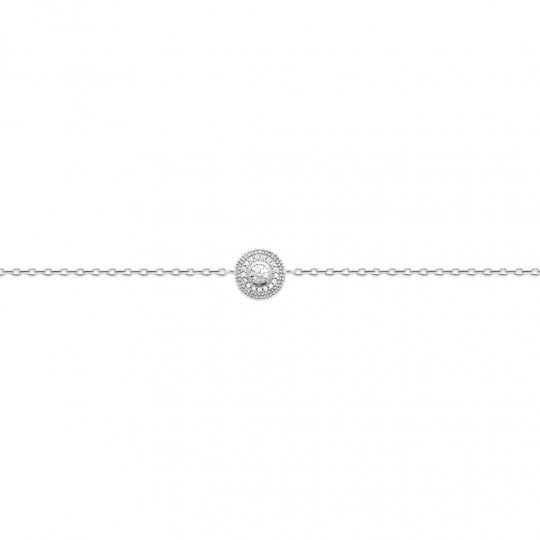 Bracelet Argent Rhodié - Oxyde de zirconium - Femme - 18cm