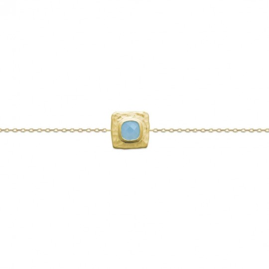 Bracelet Plaqué Or - Agate bleu - Femme - 18cm