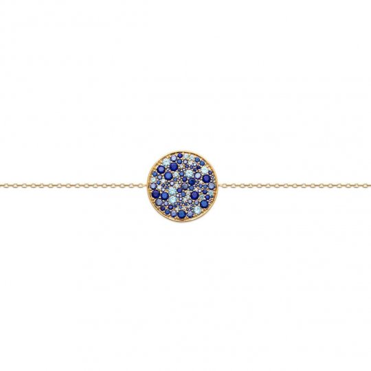 Bracelet Plaqué Or - Pierre de synthèse Bleu - Femme - 18cm