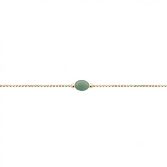 Bracelet Plaqué Or - Quartzite vert - Femme - 18cm