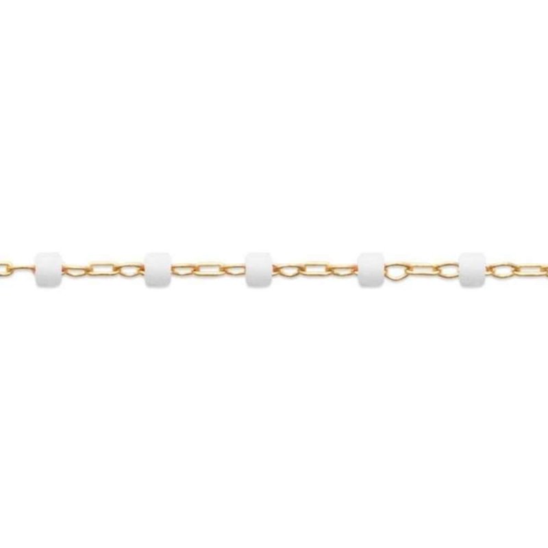 Bracelet Marseillais Perles de Miyuki Blanche Plaqué Or - 16cm