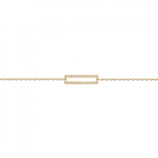 Bracelet rectangle Plaqué Or - Oxyde de zirconium - Femme - 18cm