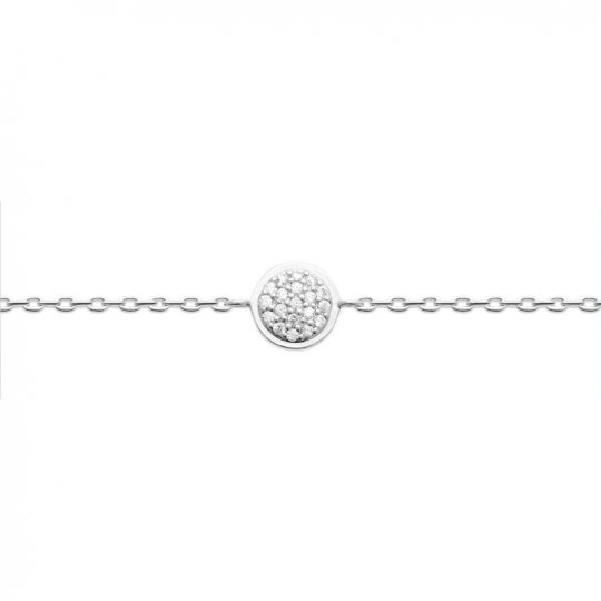 Bracelet Rond Argent Rhodié - Oxyde de zirconium - Femme - 18cm