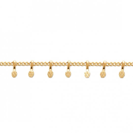 Bracelet breloques striés réglable Plaqué Or - Femme - 25cm