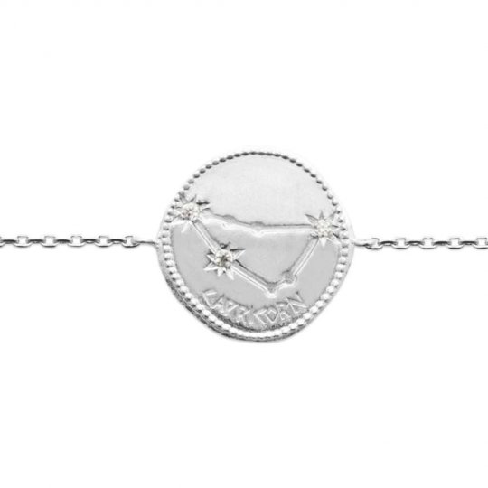 Bracelet Constellation Capricorne Argent Rhodié Zircone - Femme - 18cm
