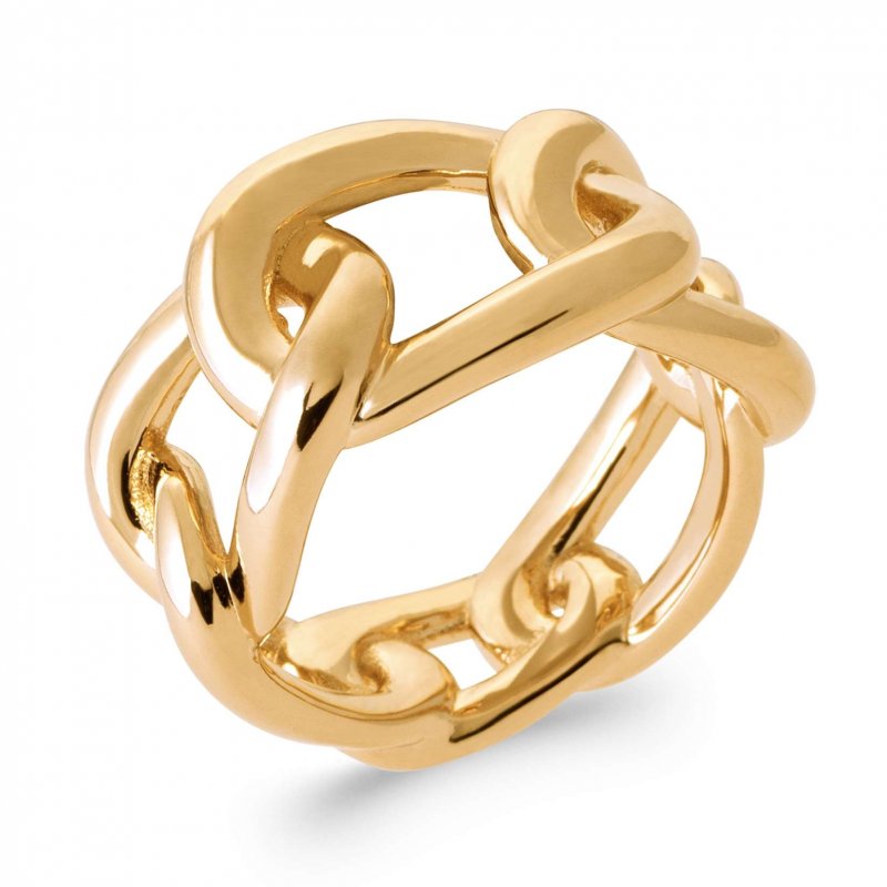 Bague Bandeau Maillons L.11mm Plaqué or - Femme Grande Taille