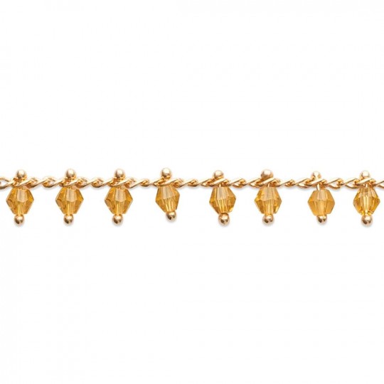 Bracelet breloques Bohême Plaqué Or - Cristaux ambrés - 18cm