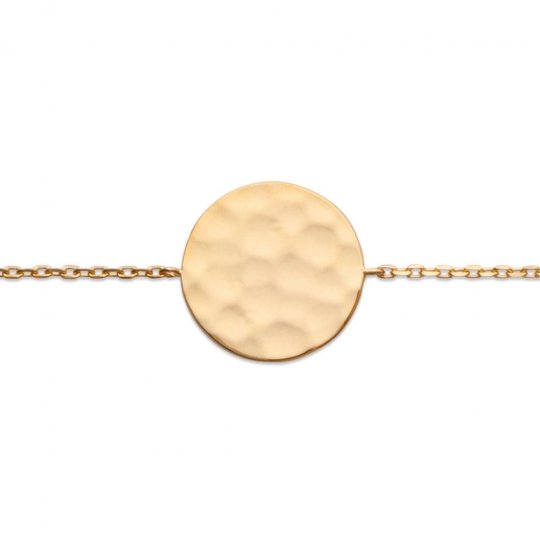 Bracelet Médaillon martelé Plaqué Or - Femme - 18cm