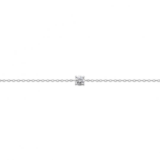 Bracelet solitaire Argent Massif Rhodié - 18cm