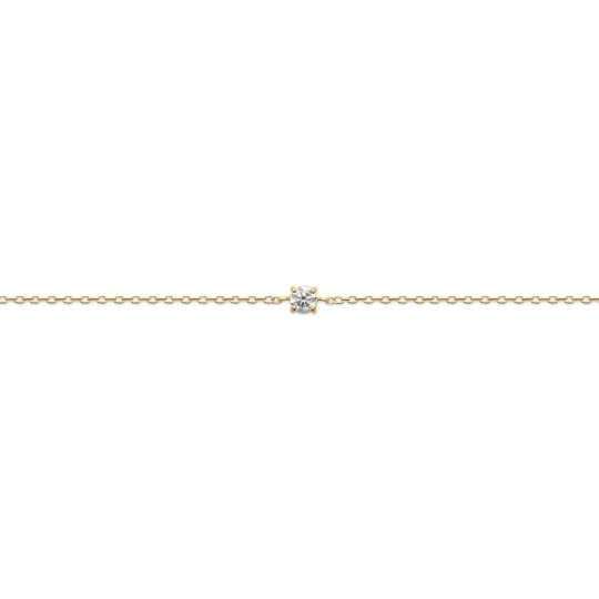 Bracelet solitaire Plaqué Or - Oxyde de Zirconium - Femme - 18cm