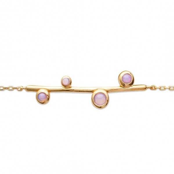 Bracelet pierres d'imitation roses fantaisie Plaqué Or - Femme - 18cm