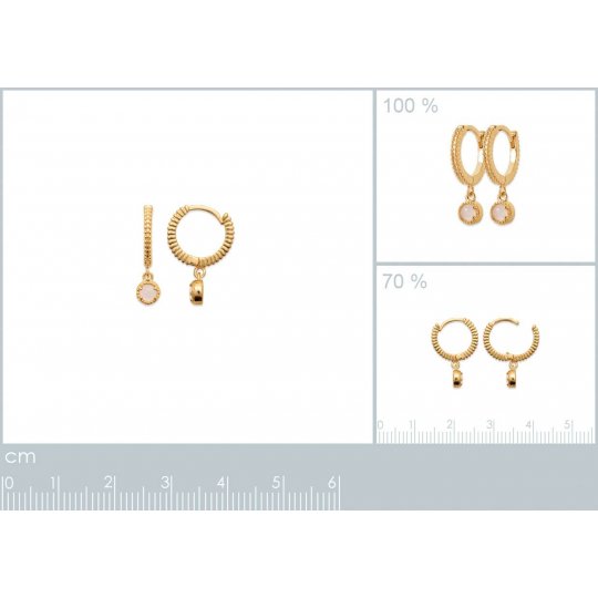 Créoles perlées Quartz rose 12mm Plaqué or - Femme