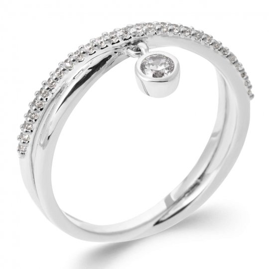 Bague croisée Oxydes de zirconium Argent rhodié - Femme