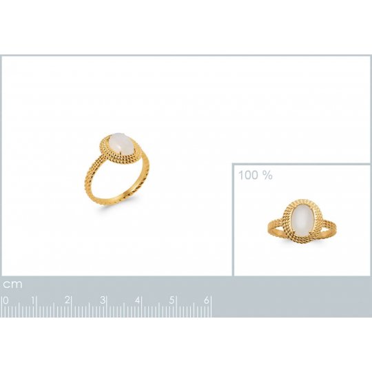 Bague tressée Pierre de lune Plaqué or - Femme