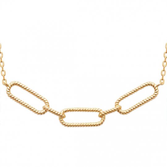 Collier Anneaux torsadés Plaqué or - Femme - 45cm
