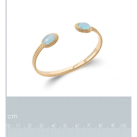 Jonc Agate bleue Plaqué or 750/1000 - Femme