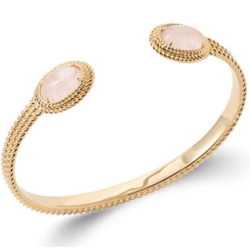 Jonc Quartz rose Plaqué or - Femme - 58mm