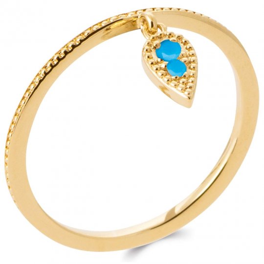 Bague breloque Pierre de synthèse Plaqué or 5 Microns - Femme