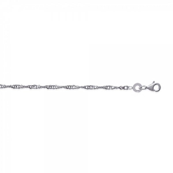 Bracelet chaîne Singapour Argent Massif Rhodié - Femme - 18cm