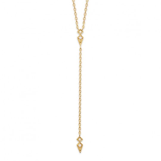 Collier cravate Oxyde de zirconium Plaqué or 750/1000 - Femme