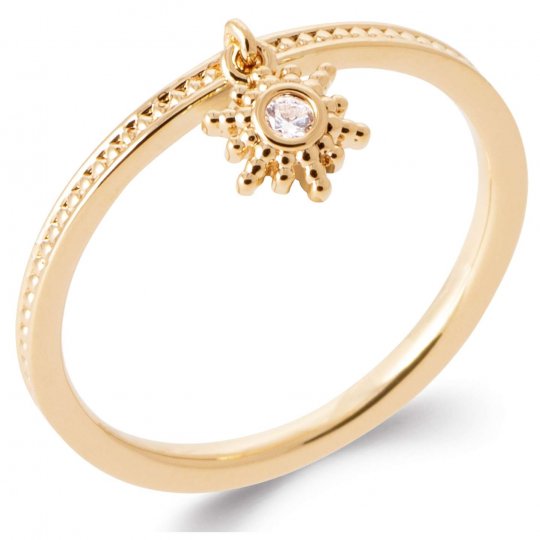 Bague Breloque Soleil Zircone Plaqué or 5 Microns - Femme