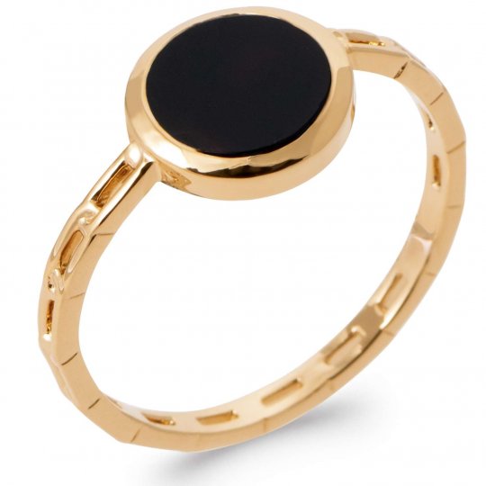 Bague Agate Noire Plaqué or...