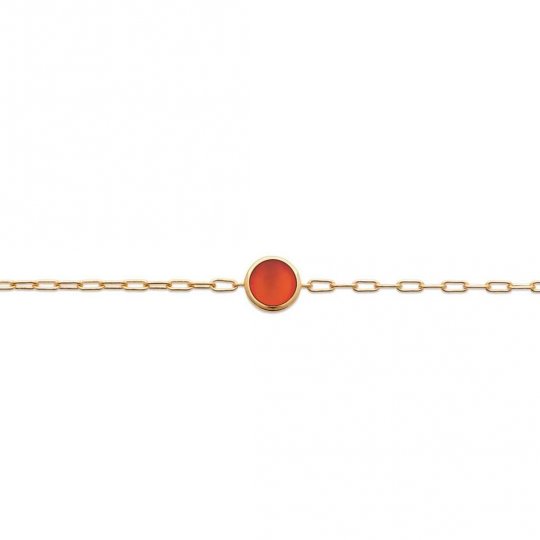 Bracelet Agate Rouge Plaqué or - Femme - 18cm