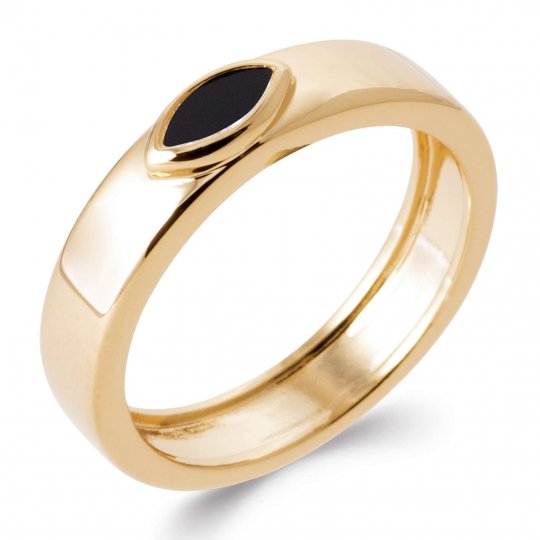 Bague Agate noire Plaqué or...