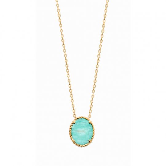 Collier Amazonite ovale Plaqué or 750/1000 - Femme