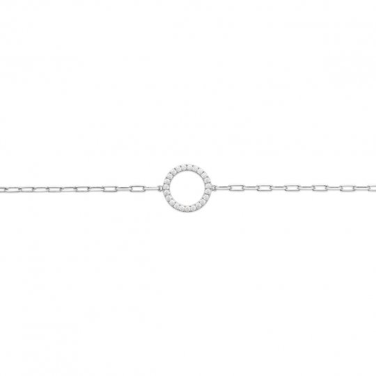 Bracelet Anneau Oxyde de zirconium Argent rhodié - 18cm