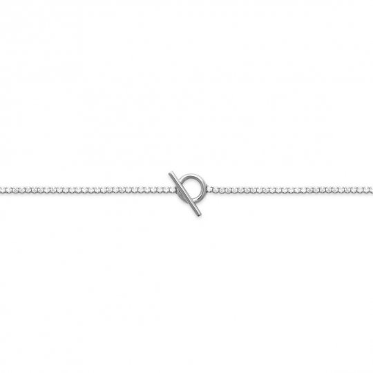 Bracelet Anneau Barre Argent rhodié Oxyde de zirconium 18cm