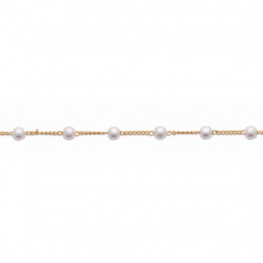Bracelet Perles imitation Plaqué or 750/000 3 Microns 18cm